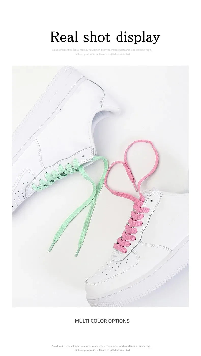 1 Pair Flat Shoelaces Classic Shoe Laces Fit Fashion Solid Sports Shoelace Casual Unisex Shoe Strings Shoe Accessories AF1