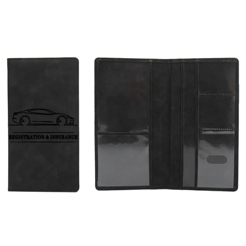 2025 Car Registration Insurance Holder Leather Men Driving License Cover Auto Documents License Storage Bag Credit Card Wallet