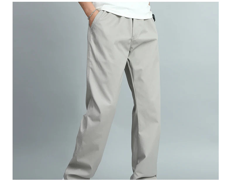 Big Size Mens Casual Pants Relaxed Fit Cotton Trousers Elastic Waist Drawstring Sweatpants Mens Jogger Pants Summer Spring