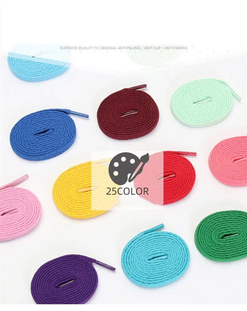 1 Pair Flat Shoelaces Classic Shoe Laces Fit Fashion Solid Sports Shoelace Casual Unisex Shoe Strings Shoe Accessories AF1