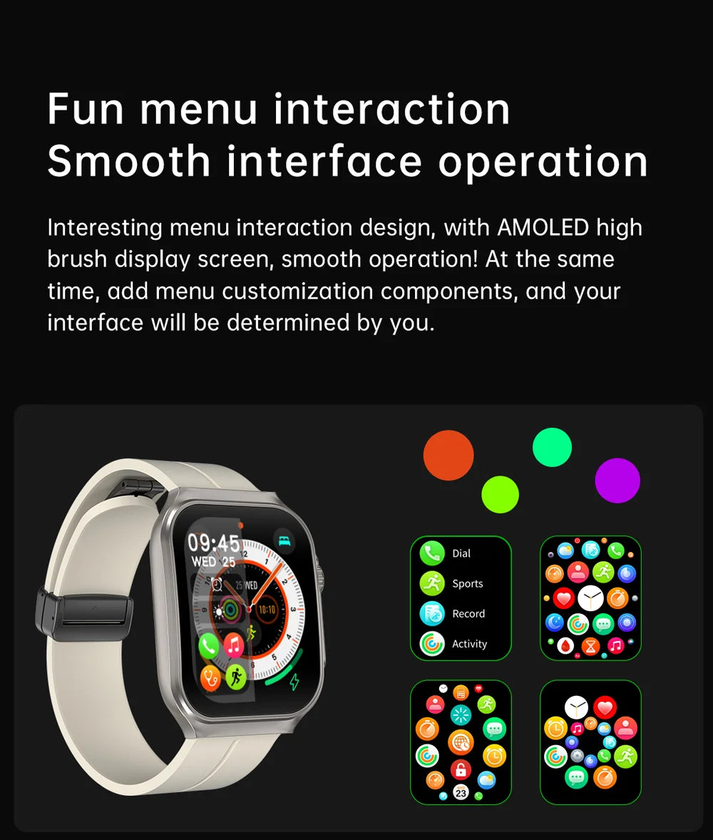Smart Watch 2.01" Curved AMOLED Screen 3D Flexible Design 120+ Sports Modes Long Battery Life Watch for Daily & Sports Use