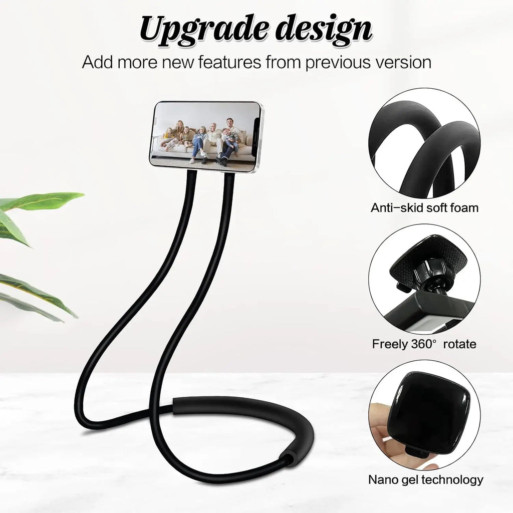 Phone Holder for Bed, Upgraded Neck Phone Holder Lazy Phones Stand 360°Rotation Gooseneck Phone Support Hands Free