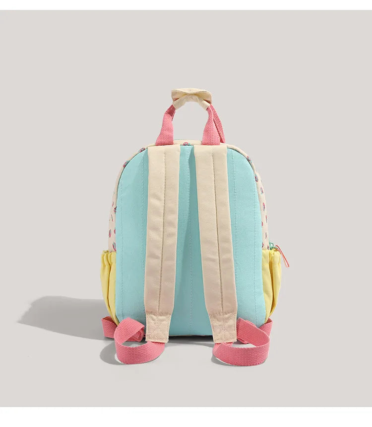 Dopamine Strawberry Print Student Backpack Large Capacity Cute Kids School Bag for Girls Sweet Kindergarten Bookbag for Children