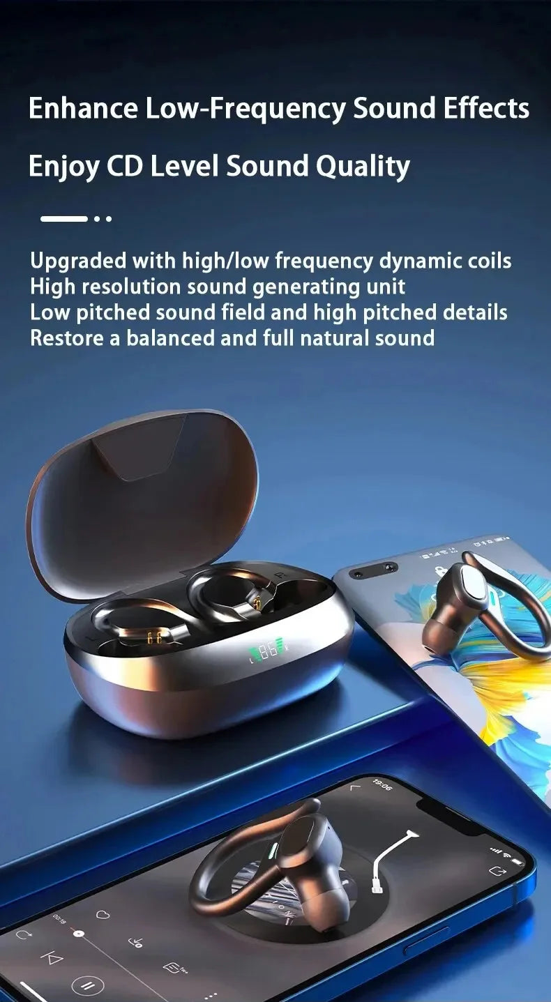 Original Drahtlose Kopfhörer Ture Drahtlose Ohrhörer Ohr Haken Sport HiFI Stereo Wasserdichte Headset Mit Mikrofon TWS Kopfhörer