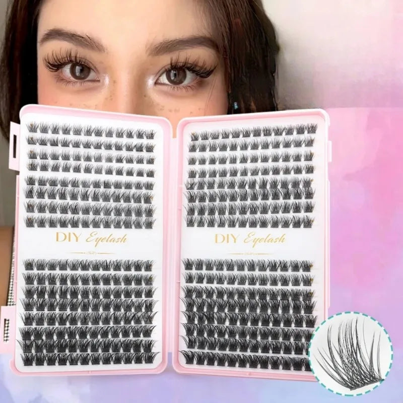 384 Pcs Eyelash Extension Kit - Individual Eyelash Sets, D-Curl, Multiple Lengths, Easy to Apply for Home Makeup Books.