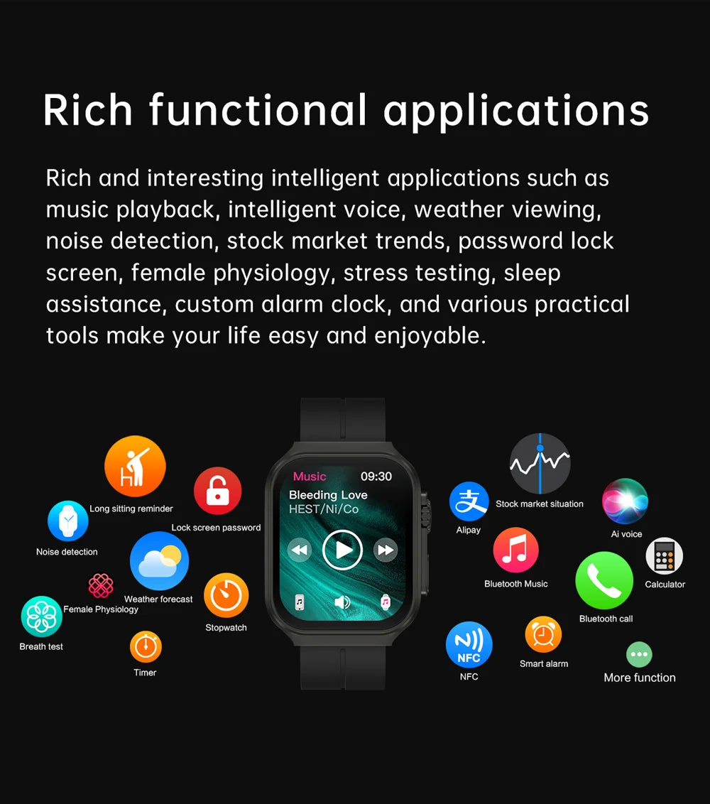 Smart Watch 2.01" Curved AMOLED Screen 3D Flexible Design 120+ Sports Modes Long Battery Life Watch for Daily & Sports Use
