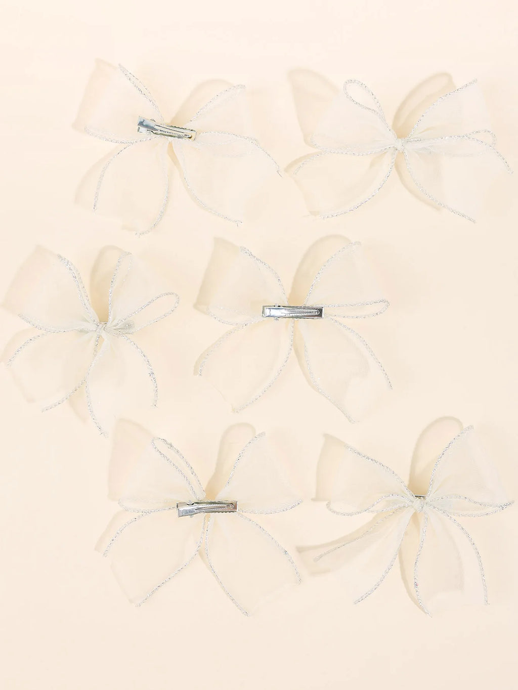 6Pc Set  White Lace Bow Hair Clips for Girls Lovely Bowknot Hairpin Barrettes Kids Hairgrips Girl Hair Accessoires Fairy Hairpin