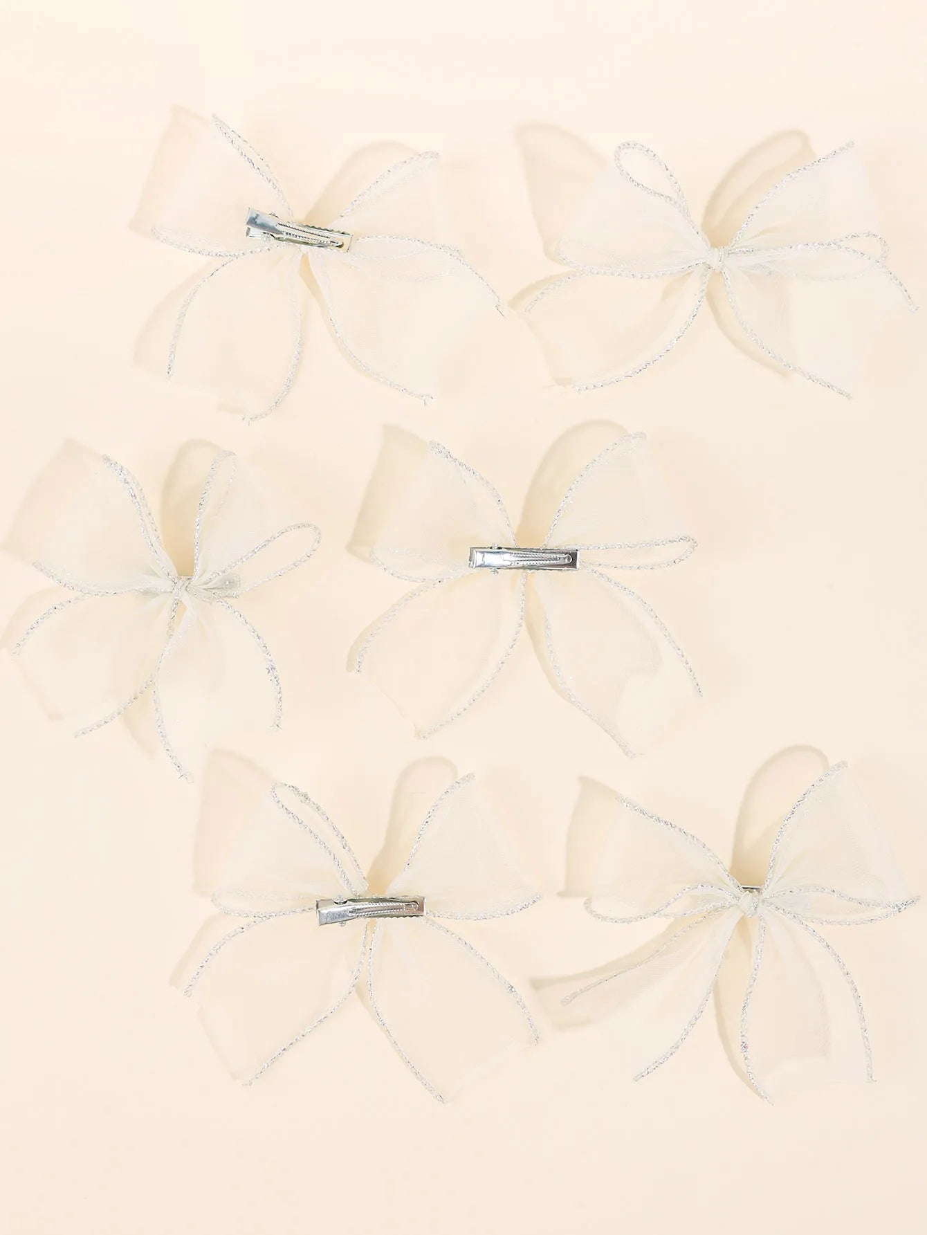 6Pc Set  White Lace Bow Hair Clips for Girls Lovely Bowknot Hairpin Barrettes Kids Hairgrips Girl Hair Accessoires Fairy Hairpin