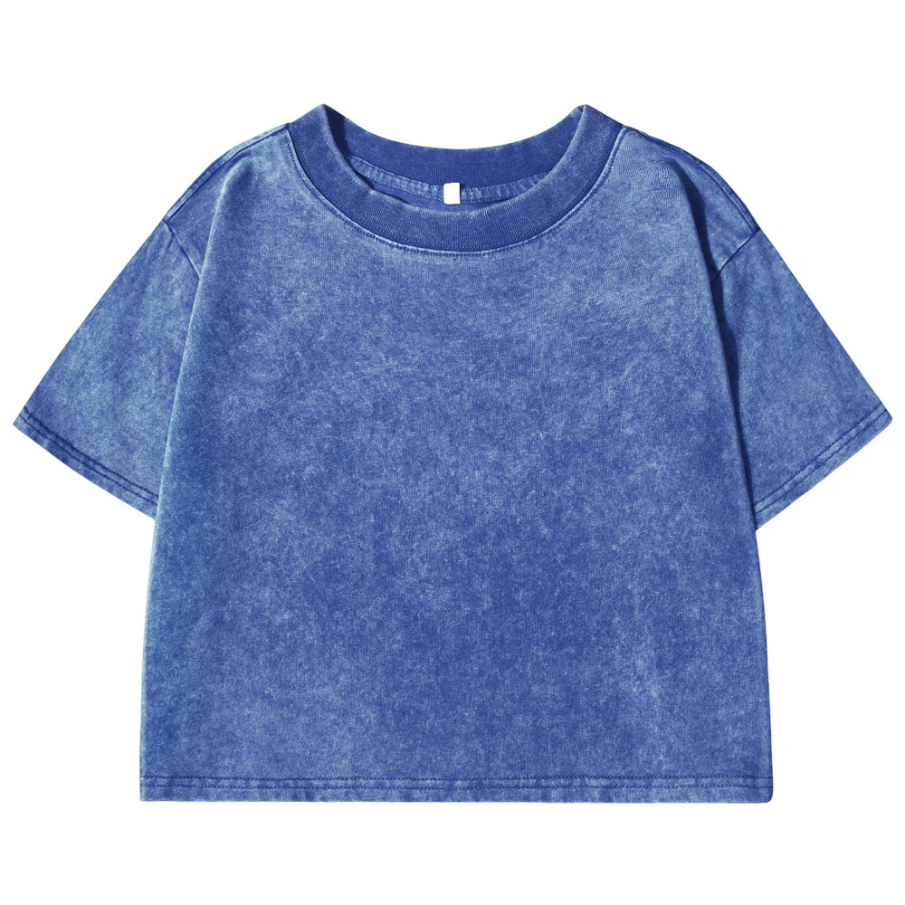 Solid Color Slim Washed T-Shirt Women Fashion Soft Cotton Tee Shirt Rhinestone Craft Short Sleeve Cool Clothing Female