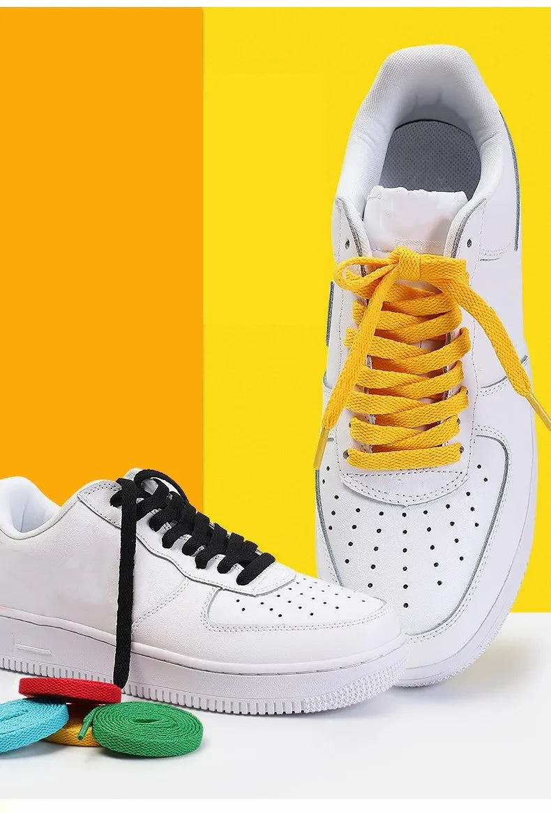 1 Pair Flat Shoelaces Classic Shoe Laces Fit Fashion Solid Sports Shoelace Casual Unisex Shoe Strings Shoe Accessories AF1