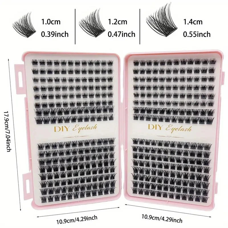 384 Pcs Eyelash Extension Kit - Individual Eyelash Sets, D-Curl, Multiple Lengths, Easy to Apply for Home Makeup Books.