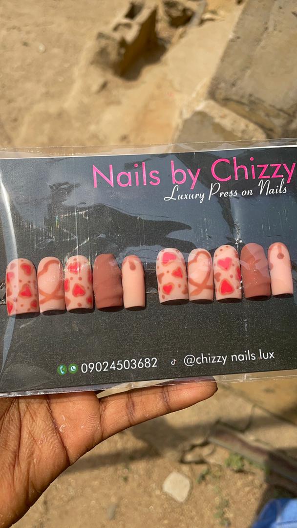 Pink Heart Luxury Press On Nails 💕