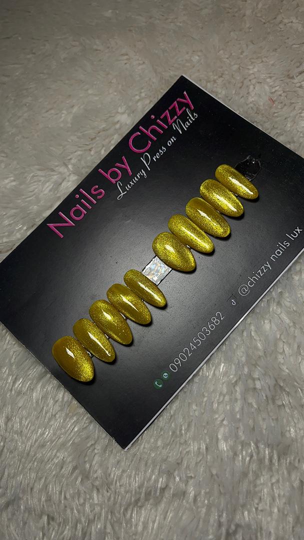 💛 Luxury Gold Glitter Press On Nails 🔥