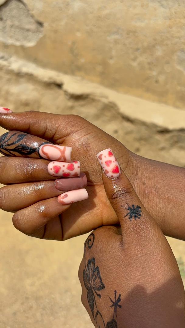 Pink Heart Luxury Press On Nails 💕