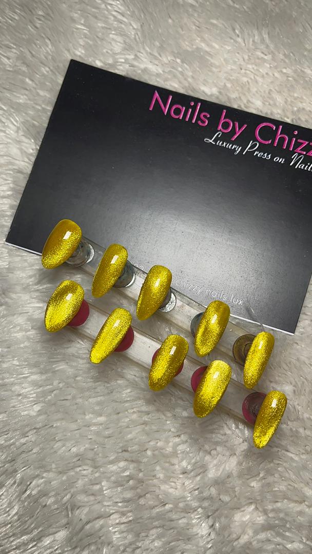 💛 Luxury Gold Glitter Press On Nails 🔥