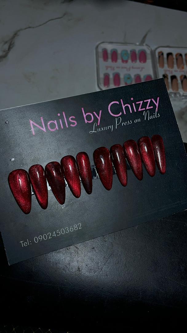 Red Glitter Luxury Press On Nails 🔥